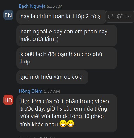Tin nhắn của học viên Bạch Nguyệt và Hồng Diễm trong nhóm Zalo